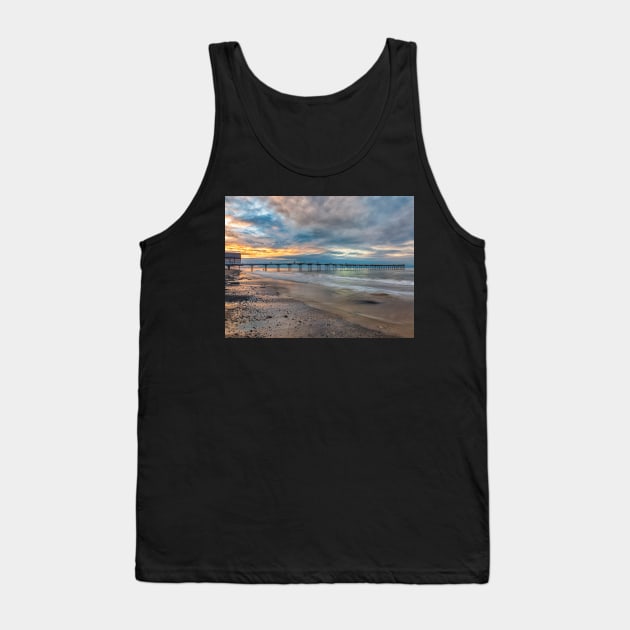 Saltburn Pier Sunset Tank Top by Reg-K-Atkinson